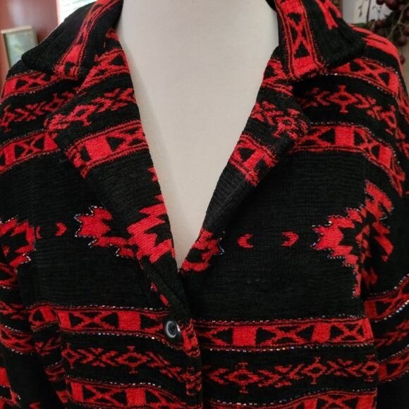 Southwest Jacket Women's Medium Black Red Country Western Rodeo Equestrian Barn - Picture 3 of 7